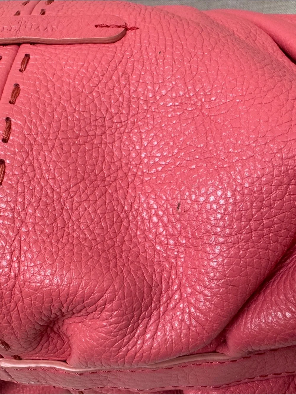 Cole Haan Coral Pink Pebbled Leather Hobo Bag